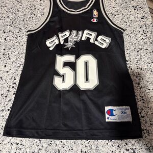 90s Champion Black San Antonio Spurs David Robinson #50 Basketball Jersey 36